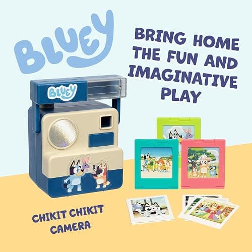Bluey Chikit Chikit Pretend Camera, 10 Photo Cards, Role Play | 3 pop-out film cartridges, no batteries needed; toddler toy camera for kids ages 3+, birthday gift thumbnail 2
