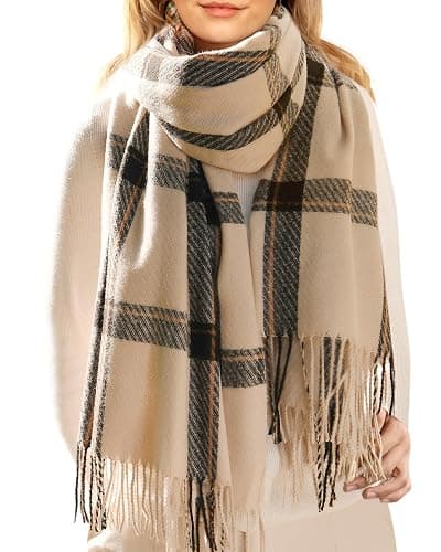FURTALK Winter Scarf for Women Shawl Cashmere Feel Tassel Plaid Large Oversized Scarves Wraps - Image 1