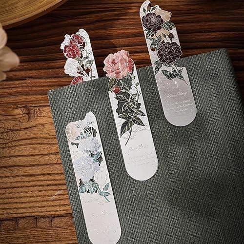 Snycler Flower Hollow Metal Bookmarks,Romantic Flower， Pack of 4PCS, Reading Bookmarks, Book Clips, Book Clasps, Exquisite and Beautiful Suitable as Gifts thumbnail 4