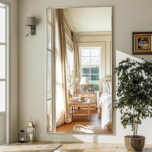 GLSLAND 71"x31" Full Length Mirror Extra Large Hanging or Leaning Rectangle Mirror Aluminum Alloy Thin Frame Bedroom Floor Dressing,Silver thumbnail 3