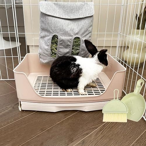 Oleisert Large Rabbit Litter Box Bunny Litter Box, Potty Training for Rabbits Litter Pan with Drawer, Rabbit Bedding Toilet for Adult Guinea Pig, Ferret, Bunny and Other Animals (Brown) thumbnail 7