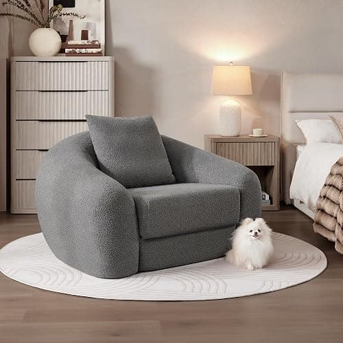 SICOTAS Curved Sofa Couch Bed for Living Room Convertible Futon Cloud Boneless Sleeper Chair Pull Out Floor Couch with Deep Seat Sofa Set Foam No Assembly Required for Bedroom Apartment, Dark Grey thumbnail 8