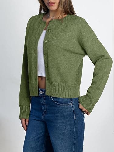 LILLUSORY Womens Cropped Cardigan Sweaters Lightweight Fall Crop Cotton Knit Y2k Outfits Fashion Button Up Clothes 2025 thumbnail 3