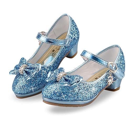 WYSBAOSHU Girls Princess Shoes Glitter and Sparkle High Heel Shoes Closed Toe for Party Festival Dance thumbnail 7