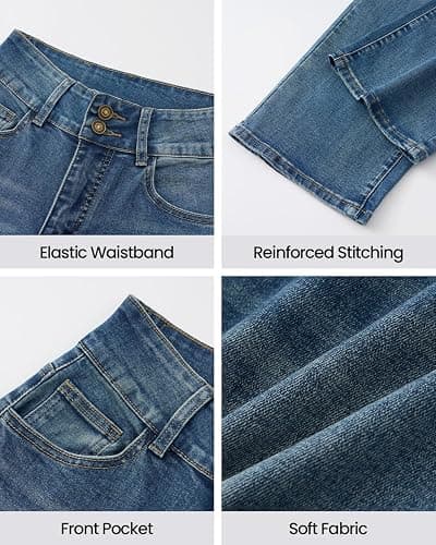 UPNET Women's High Waisted Wide Leg Jeans Stretchy Baggy Pants Trendy Fit | Double-button, High rise, Tummy control, Relaxed Fit, Straight wide legs, Stretch denim, Loose Fit, Trendy everyday fit thumbnail 5
