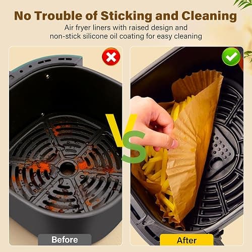Air Fryer Liners Disposable, 125Pcs Parchment Paper, 8 Inch Non-stick Air Fryer Paper Liners, Unbleached Square Airfryer Liners for 5-8QT Air Fryer, Baking, Roasting Microwave thumbnail 2