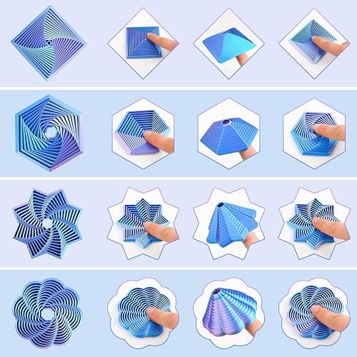 Meshcraft 4PCS 3D Printed Fractal Whirling Fidget Toys, Geometric Spiral Sensory Toy Pack, Stress Relief ADHD Focus Desk Toys, Optical Illusion Kinetic Decor, Gifts for Kids Adults(Purple Blue) thumbnail 3