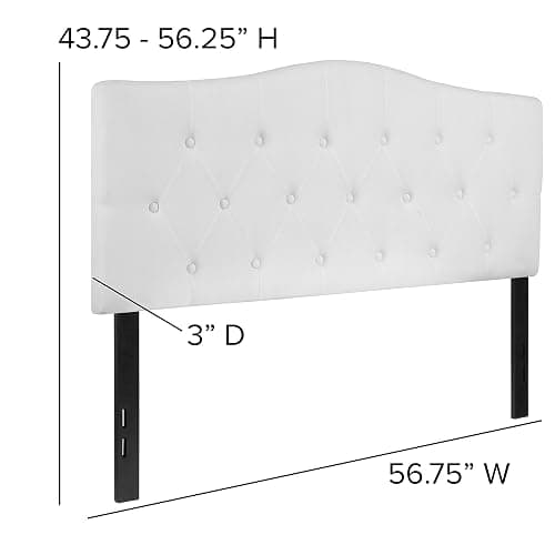 EMMA + OLIVER Tufted Upholstered Full Size Headboard in White Fabric thumbnail 2