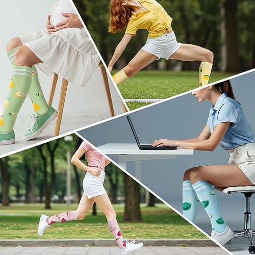 fenglaoda Compression Socks for Women Men Support Circulation 6 Pairs Socks For Nurse, Travel, Flight thumbnail 6