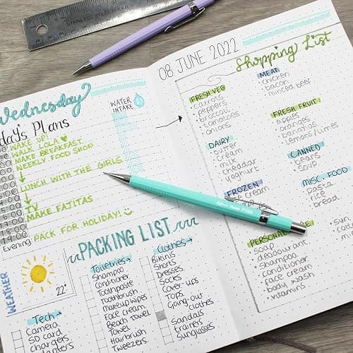 Pentel P205-97C Mechanical Automatic Pencil - Pastel Floral Range - Single + 12 Hi-Polymer HB 0.5mm Refill Leads + Z2-1N Eraser Refills Tube of 4 (Pastel Blue) thumbnail 2