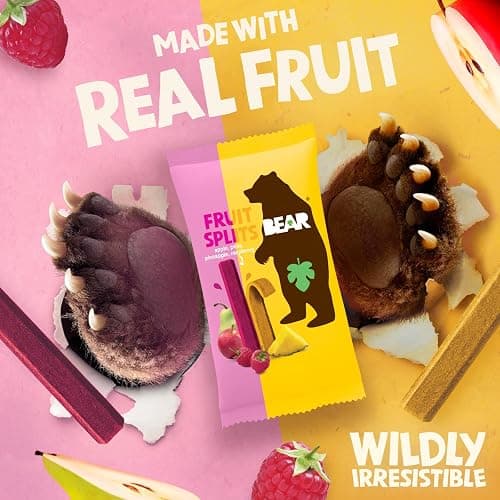 BEAR Real Fruit Snack Splits - Gluten Free, Vegan, and Non-GMO - Raspberry and Pineapple – Healthy School And Lunch Snacks For Kids And Adults, 0.7 Ounce (Pack of 18) thumbnail 3