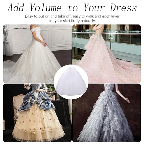 MeiLiMiYu Hoopless Petticoat Crinoline Underskirt Skirt 8 Layers Floor Length Ball Gown Petticoat Underskirt Slip for Wedding thumbnail 7