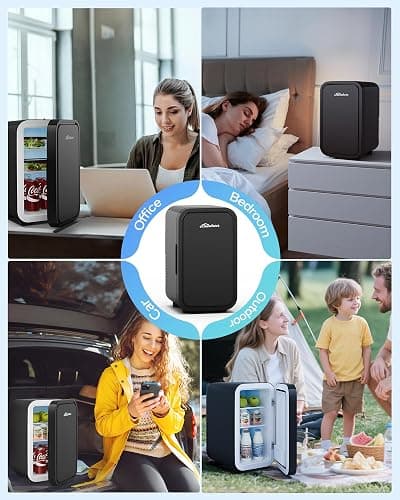 BEICHEN Mini Fridge,6 Liter / 8 Can Small Fridge for Bedroom, Car, Office & Dorm, AC100-120 V/DC 12 V Portable Thermoelectric Cooler & Warmer for Skincare, Food, Drinks,Black ﻿ thumbnail 8