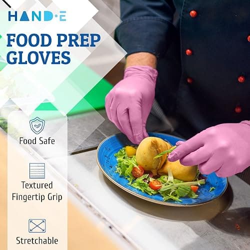 Hand-E Touch Pink Nitrile Disposable Gloves - Esthetician, Nail Tech, Hair Dye & Stylist, Cleaning Gloves thumbnail 2