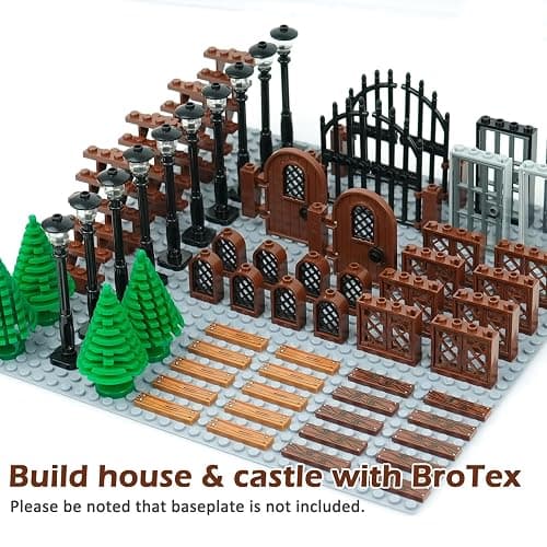 BroTex Doors Windows Accessories Bricks Pieces, City House Parts Garden Classic Road Lamp Light Ladder Gate Castle, Creative DIY Construction thumbnail 3
