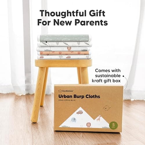 Organic Burp Cloths Baby Boy & Girl - 5-Pack Super Absorbent Cotton Burping Cloths for Babies, Soft & Plush Newborn Spit Up Rags, Infant Towels for Milk Spit Up, Unisex, Large 21" x 10" (Mesozoic) thumbnail 9