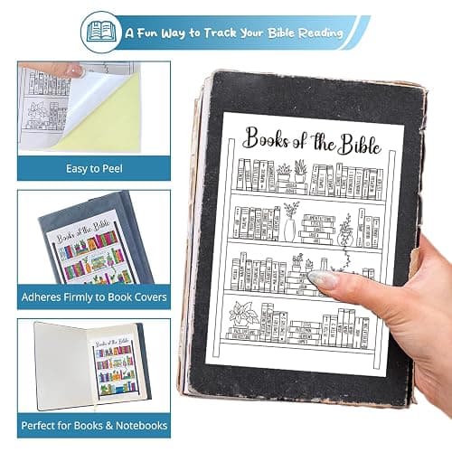 OCQOTAT Books of the Bible Tracker Sticker –Bible Books Shelf Coloring Page, Bible Reading Tracker, Customizable Dashboard Stickers for Scripture Study, Tracking,Bible Organization(Black) thumbnail 6