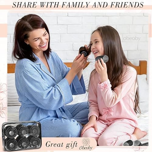4 Sizes Self-Grip Hair Rollers Set - 50 Pcs Jumbo Curlers for Long, Short Hair and Bangs (25mm, 36mm, 48mm, 60mm) With Clips, Black thumbnail 7