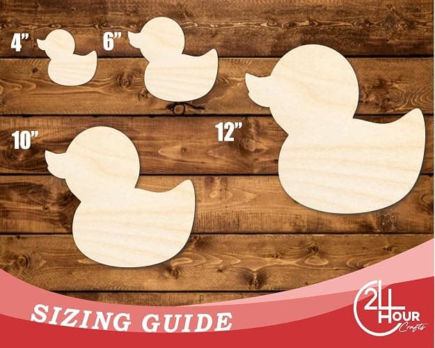 Unfinished Wood Cute Rubber Duck Shape | DIY Craft Cutout | up to 46" DIY 3" / 1/2" thumbnail 3
