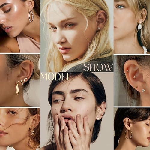84 Pairs Gold Stud Earrings Set for Women Multipack, Fashion Pearl Cubic Zirconia Butterfly Earrings Packs Piercings, Hypoallergenic Stud Hoops Earrings for Gift thumbnail 2