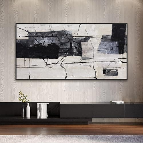 Large Abstract Wall Art Wall Decor Black And White Wall Art Canvas Picture Painting Artwork For Bedroom Dinning Room Framed Canvas Art Modern Home Decoration 29x58 In thumbnail 4
