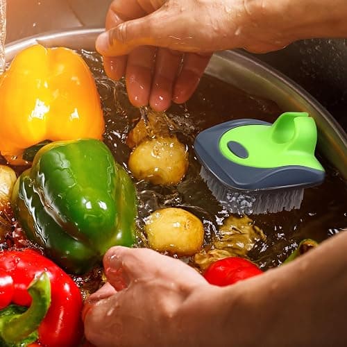Aodaer Vegetable Brush Potato Scrubber Brush Silicone Hard and Soft Side Fruit Cleaning Tools for Delicate or Tough-Skinned Vegetables thumbnail 2