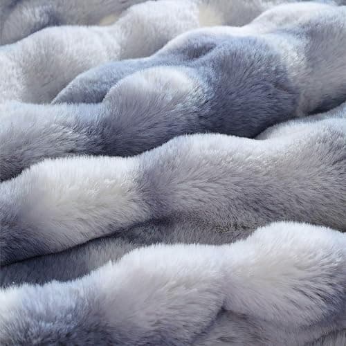 ORINOVA Tie-dye Blue Soft Comfy Throw Blanket for Couch Bedroom Faux Fur 50x60 Fluffy Blanket for Living Room Furry Bed Comforter Cozy Home Decor Gifts 860 GSM thumbnail 6