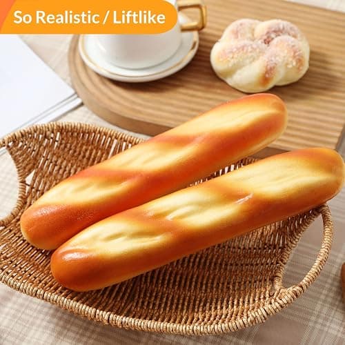 Joeabor 8pcs Artificial Bread Set, Realistic Fake Food for Display, Fake Bread for Decoration, Faux Food Props for Staging, Includes Faux Croissant, Dessert, Loaves thumbnail 9