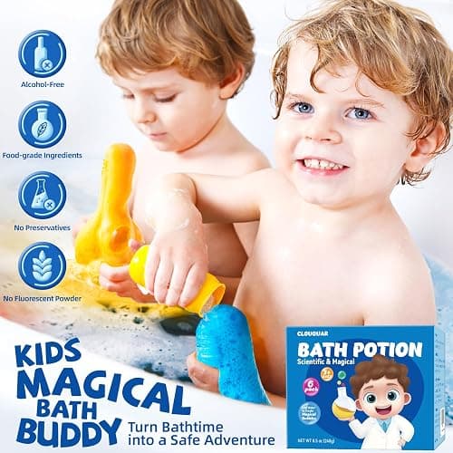 CLOUQUAR Kids Bath Bomb Potions, 6 Pack Non-Toxic Fizzy Bubble Bath Explosions, Colorful Burst Bath Potions for Kids, Scientific & Magical Bath Time Buddy thumbnail 3