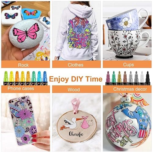 Betem Acrylic Paint Markers Pens, Dual Tip 120 Colors Premium Paint Pens Acrylic Markers for Wood, Fabric, Canvas, Stone, Rock Painting, Glass, Ceramic Surface, DIY Crafts Making Art Supplies with Bag thumbnail 5