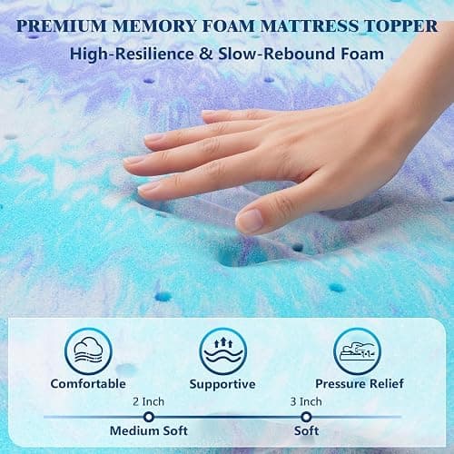 Bedspick 2 Inch Twin XL Mattress Topper - Gel Infused Memory Foam Extra Long Single Bed Topper Pad for College Dorm, Medium Plush Feel, Pressure Relieving, CertiPUR-US Certified thumbnail 3