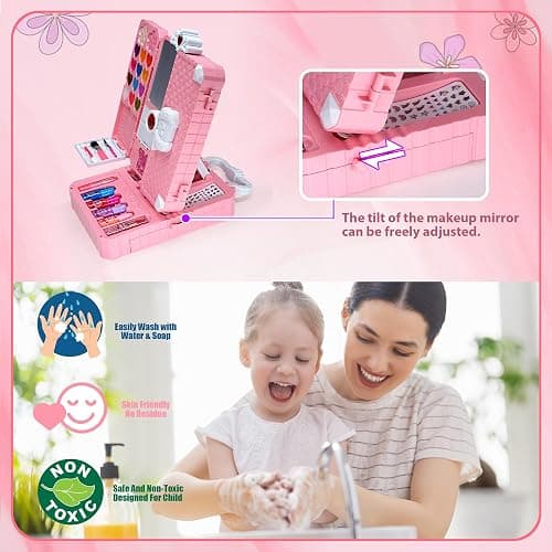 Kids Makeup Sets for Girls Toys - 74PCS Washable Makeup for Kids with Mirror, Real Dressing Table with Stand, Princess Play Makeup Kit Perfect for 3 4 5 6 7 8-12 Year Old Girls Birthday & Christmas thumbnail 5