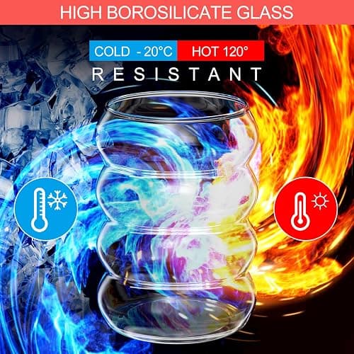 Maxentico 4 stück Latte Macchiato Gläser 350ml, Teegläser Glas Cappuccino, Kaffeegläser, Kaffeeglas, Eiskaffee Gläser, Kaffeebecher aus Borosilikatglas, mit Bürste und Strohhalm, Spiralförmig thumbnail 5
