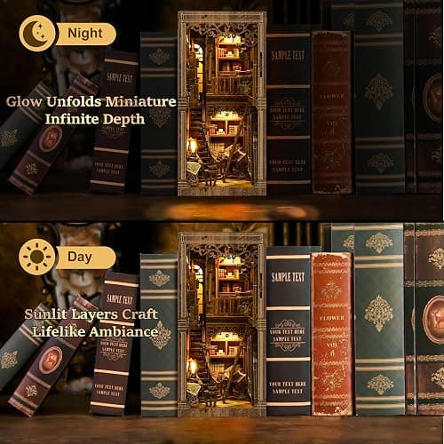 CRIOLPO Book Nook Kits for Adults - Book Nook Kit Bookshelf Decor DIY Miniature House Kit for Bookshelf - Craft Kits for Adults Booknook Model Kits Tiny House Arts and Crafts thumbnail 4