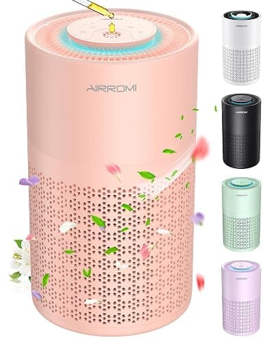 AIRROMI Air Purifier for Bedroom with HEPA 3-in-1 Filter, Pet Air Purifier for Home Cat Pee Smell, Covers Upto 990 Ft², Quiet 360°intake Air Cleaner for pet hair,allergies,Dust,Smoke A2001 Orange - Orange - Image 1