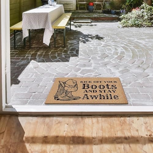 Mingnei Vintage Western Coco Coir Doormat Door Mat for Home House Entrance, Retro Rustic Country Western Cowboy Floor Mats for Outdoor Outside Entryway 30x17 Welcome Mat thumbnail 6