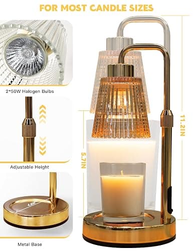 GODONLIF Candle Warmer Lamp with Timer Dimmable, Birthday Gifts for Women Mom, House Warming Gifts New Home Decor, Wax Melt Warmer for Jar Candles with 2 Bulbs thumbnail 2