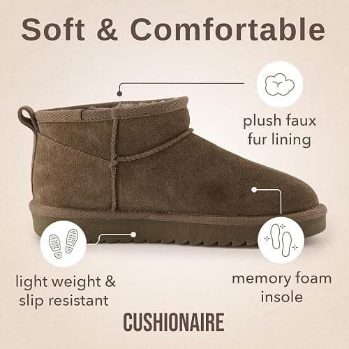 CUSHIONAIRE Hip 2 Genuine Suede Ankle Boots for Women, Cozy Faux Shearling Lining Pull On Winter Womens Boots thumbnail 7