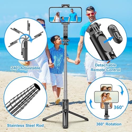SelfieShow Selfie Stick, Extendable Selfie Stick Tripod with Wireless Remote and Tripod Stand, Portable, Lightweight, Compatible with iPhone 15 14 13 12 Pro Xs Max X 8Plus, Samsung Smartphone and More thumbnail 2