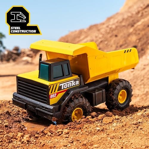 Tonka Steel Classics Mighty Dump Truck - Made with Steel & Sturdy Plastic, Yellow Toy Construction Truck, Boys and Girls, Kids, Toddlers, Ages 3+ thumbnail 2
