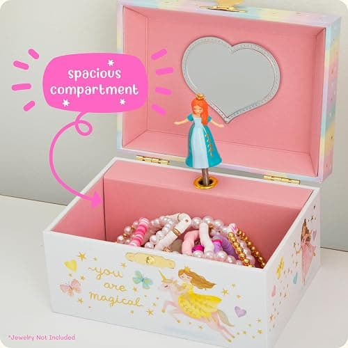 Giggle & Honey Musical Princess Jewelry Box for Girls - Kids Jewelry Box with Spinning Princess, Princess Gifts for Girls, Unicorn Toys - 6 x 4.7 x 3.5 in thumbnail 8
