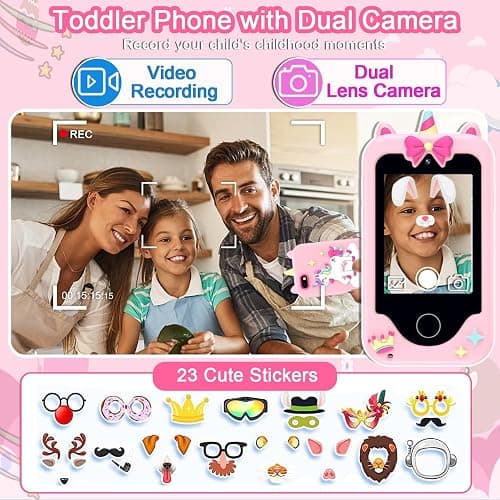 Kids Phone Toys for Girls, 3 4 5 6 7 8 Year Old Boys Girls Christmas Birthday Gifts for Kids, 2.8" Touchscreen Smartphone Toddler Cell Phone, Children Play Toy Phone with Camera, Game, Music, 8GB Card thumbnail 3