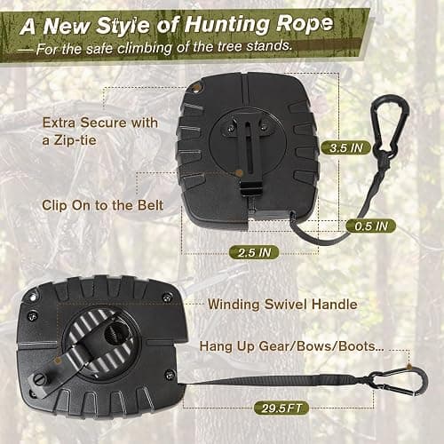Tomaki Retractable Bow Hoist, 29.5FT Bow & Gear Hoist for Tree Stand, Bow Rope with Crank Handle for Easy Rope Rewinding, Premium Gear Rope, Must Have Accessories for Tree Stand Climbing Safety thumbnail 2