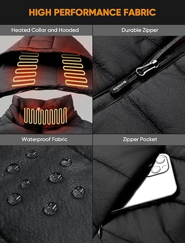 ORRNIKKO [2026 All-New] Heated Vest Women - Detachable Heated Hood, With 7.4V 16000mAh Battery Pack, Womens Heated Vest thumbnail 5