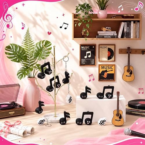 Sureio 12 Pcs Music Notes Clicker Keychains Bulk, Cute 3D Printed Musical Note Clicker Fidget Keyrings, Stress Relief Keychain Gifts for Classroom Rewards Music Back to School Party Favors thumbnail 2