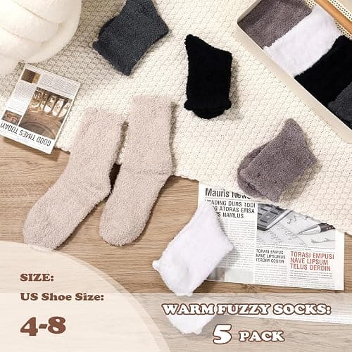 Fullogo Fuzzy Socks for Women, Winter Warm & Cozy Fluffy Socks Womens Ultra Soft Sleeping Slipper Sock for Women Gifts thumbnail 3