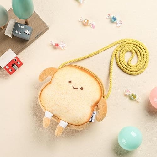Veediyin Plush Toast Crossbody Bag Cute Toddler Purse for Girls Gifts Kawaii Mini Purse for girl Y2K Wallet 3-12Year (Yellow) thumbnail 3