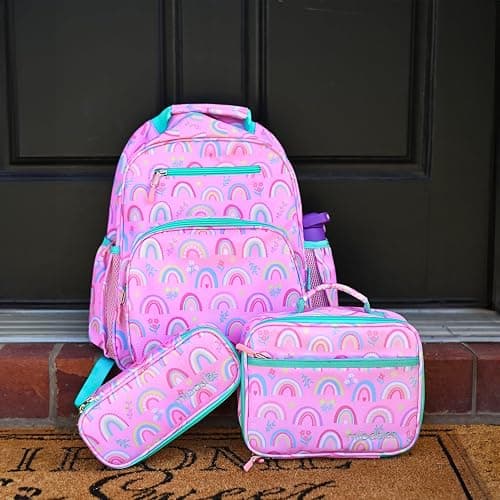 mibasies Kids Lunch Box for Girls Toddler, Insulated and Reusable Lunch Bag for School, Pink Rainbow thumbnail 8