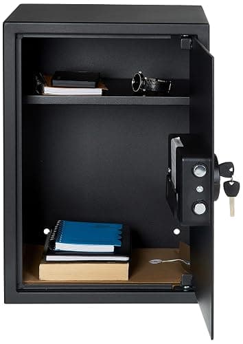 Amazon Basics Steel Home Security Electronic Safe with Programmable Keypad Lock for Documents, Jewelry, Valuables, 1.8 Cubic Feet, Black, 13.8"W x 13"D x 19.7"H thumbnail 9