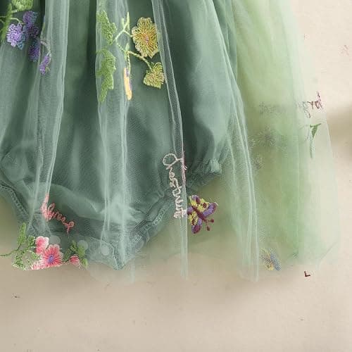 Newborn Infant Baby Girls Clothes Flower Butterfly Embroidery Sleeveless Romper Tulle Mesh Dress Toddler Bodysuit thumbnail 5